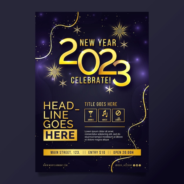 Gradient New Year’s Eve Vertical Poster Template – Free Download