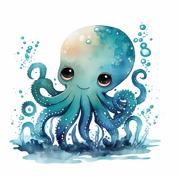 Beautiful Watercolor Octopus – Free Stock Photo for Download