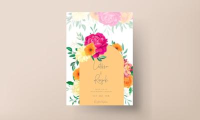 Beautiful Flower Floral Frame Wedding Invitation – Free Download