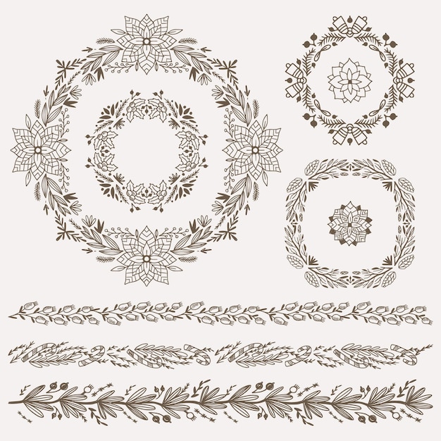 Hand-Drawn Christmas Frames and Borders – Free Download