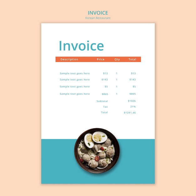 Korean Restaurant Invoice Template – Download Free Stock Photo