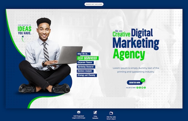 Digital Marketing Agency and Corporate Web Banner Template – Free Download