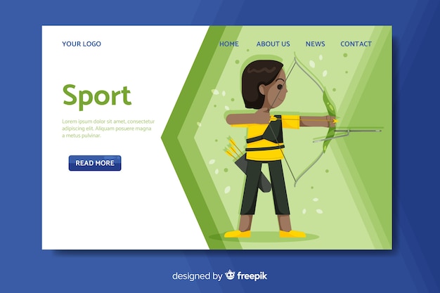 Flat Sport Landing Page Template – Free Download