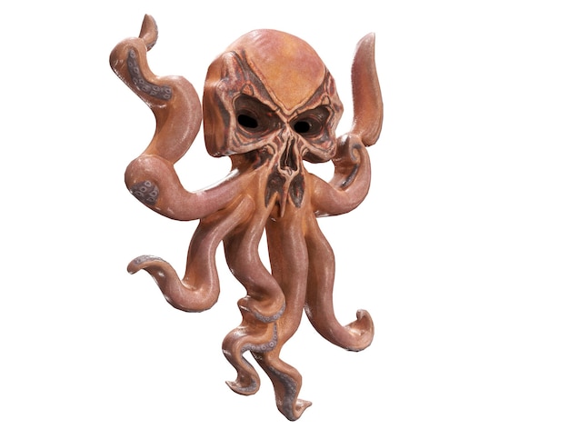 Orange Octopus 3D Render on White Background – Free Download