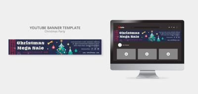 Flat Design Christmas Party YouTube Banner – Free Download