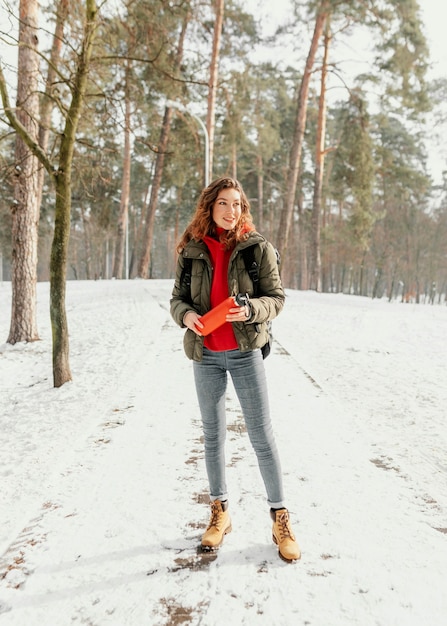 Woman Walking on a Forest Road – Free Stock Photo for Download