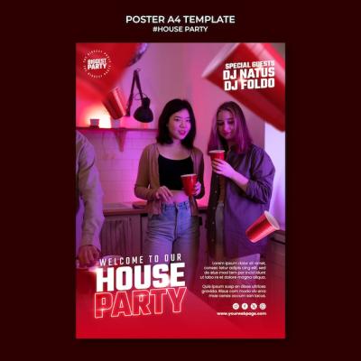 Creative House Party Template Design – Free Download