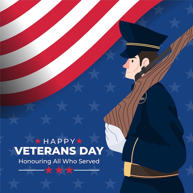 Veterans Day Flat Design Vector Template – Free Download