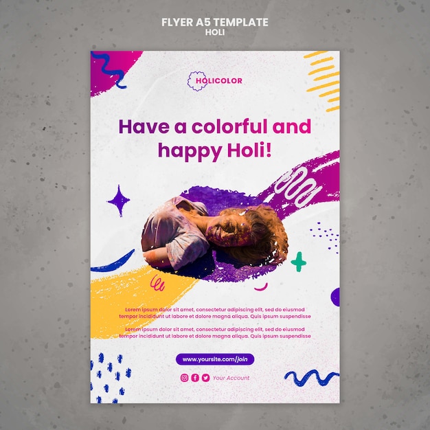 Flat Design Holi Festival Template – Free Download