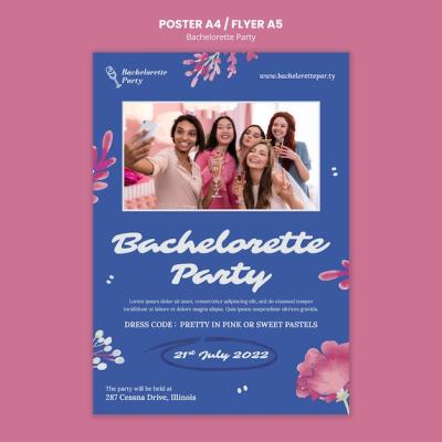 Watercolor Bachelorette Party Poster Template – Free Download