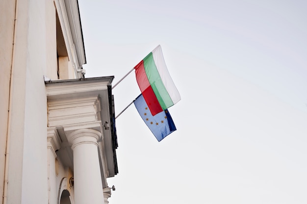 Bulgarian Flag on Building Exterior – Free Download