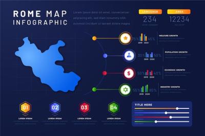 Gradient Rome Map Infographics – Free Download