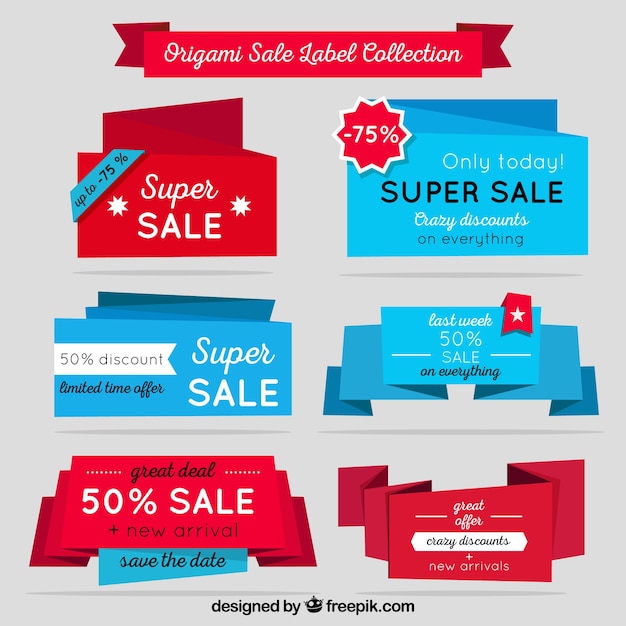 Origami Sale Label and Badge Collection – Free Download