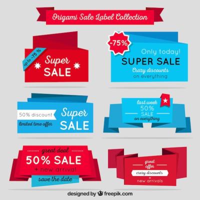 Origami Sale Label and Badge Collection – Free Download