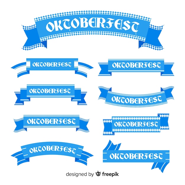 Oktoberfest Ribbon Collection in Flat Design â Free Download