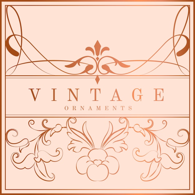 Art Nouveau Vintage Rose Gold Badge Vector – Free Download