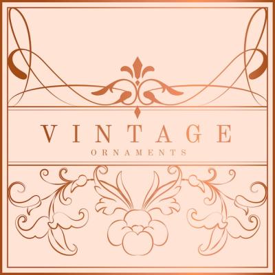 Art Nouveau Vintage Rose Gold Badge Vector – Free Download