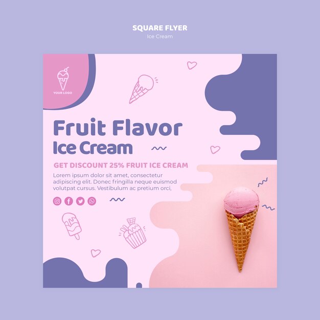 Ice Cream Concept Square Flyer Design – Free Download