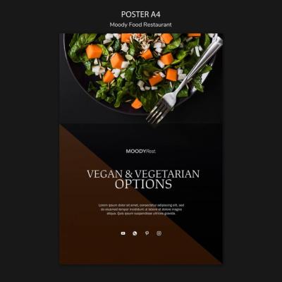 Moody Food Restaurant Poster Template Featuring Delicious Salad – Free to Download