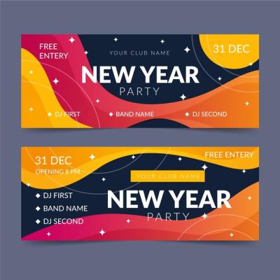 Abstract New Year 2020 Party Banners – Free Download