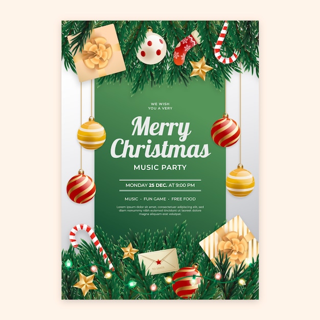 Gradient Vertical Poster Template for Christmas Season – Free to Download