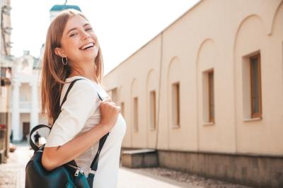 Young Beautiful Smiling Hipster Woman in Trendy Summer Dress – Happy and Carefree Lifestyle Photography Free to Download