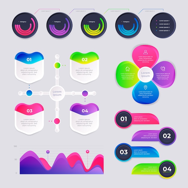 Gradient Infographic Collection Design – Download Free Stock Photo