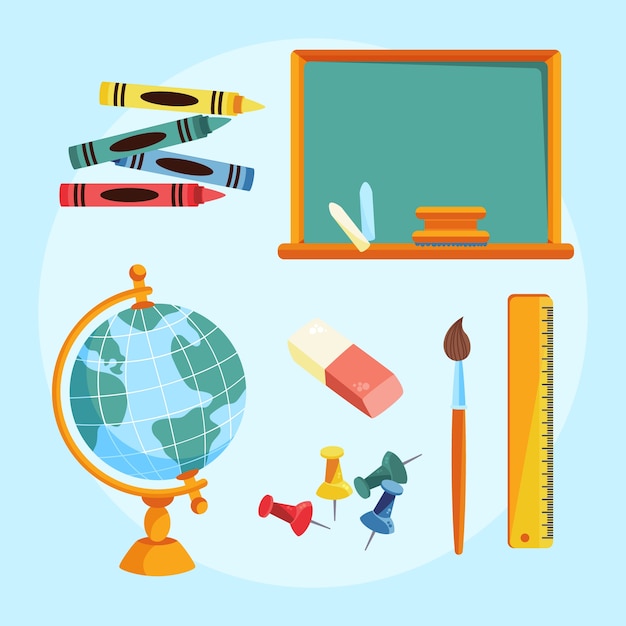 Collection of Flat Back to School Elements – Free Download