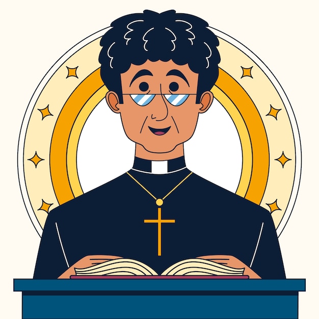 Hand Drawn Cartoon Illustration of a Priest – Free Download