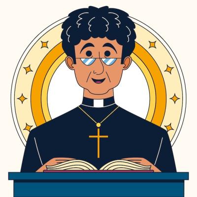 Hand Drawn Cartoon Illustration of a Priest – Free Download