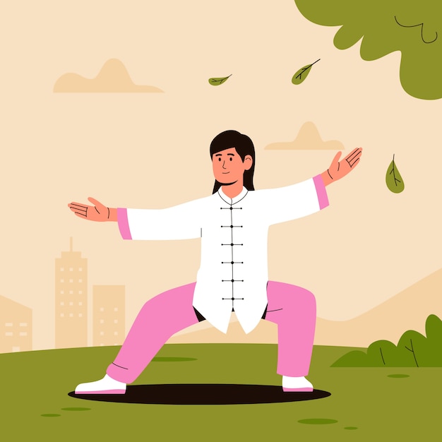 Hand Drawn Tai Chi Illustration – Free Download