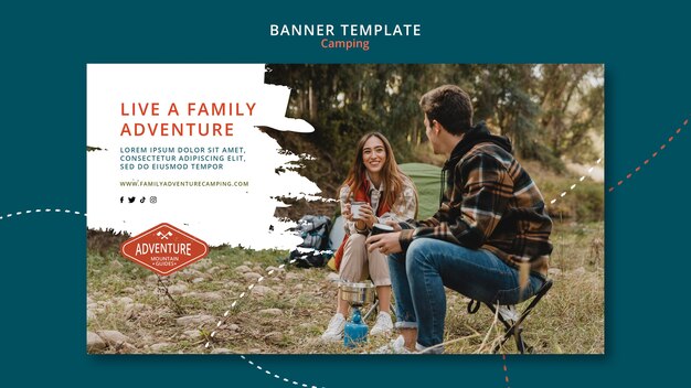 Camping Horizontal Banner Template – Free Download