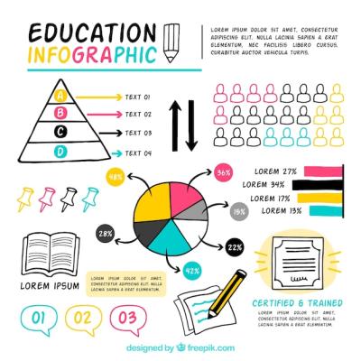 Hand Drawn Colorful Infographic About Education – Free Download