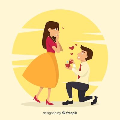 Lovely Marriage Proposal Composition in Flat Design – Free Download