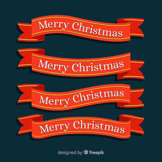 Christmas Ribbon Collection in Flat Design – Free Download