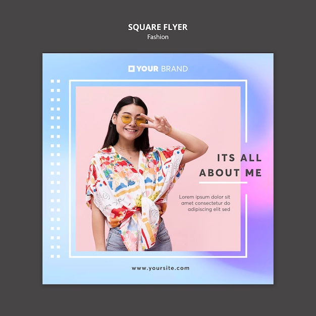 Cute Girl Peace Sign Fashion Square Flyer Template – Free Download