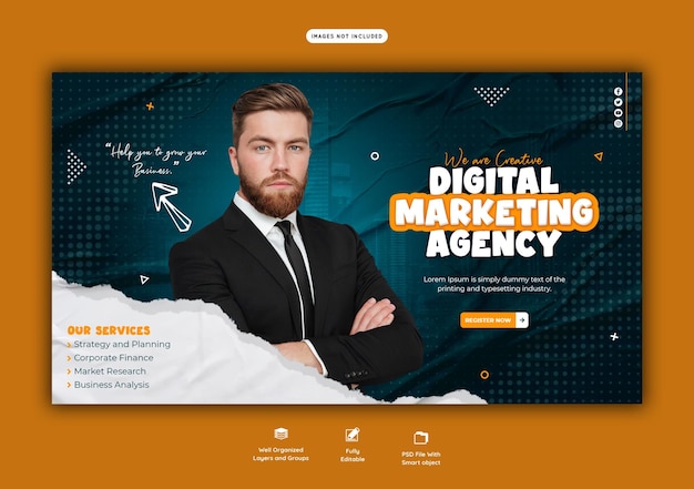 Digital Marketing Agency and Corporate Web Banner Template – Free Download