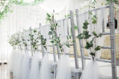 Beautiful Silver Chairs Decorated for a Wedding – Free Download