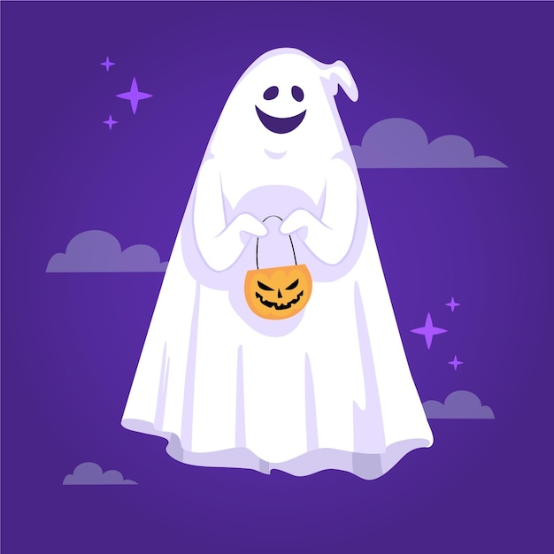 Hand Drawn Flat Halloween Ghost Illustration – Free Download