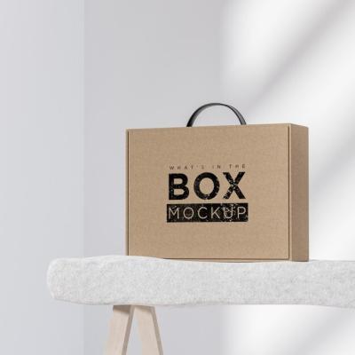 Cardboard Beige Box Logo Mockup on White Background for Brand Presentation – Free Download