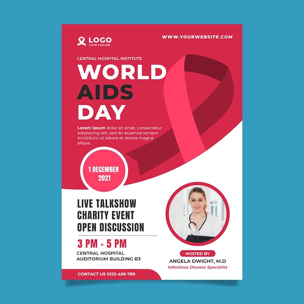 Vertical Poster Template for World AIDS Day – Free Download