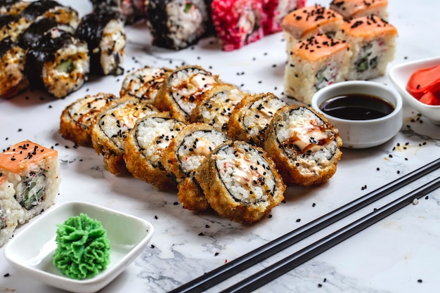 Tempura Roll with Crab, Cream Cheese, and Eel – Free Stock Photo Download