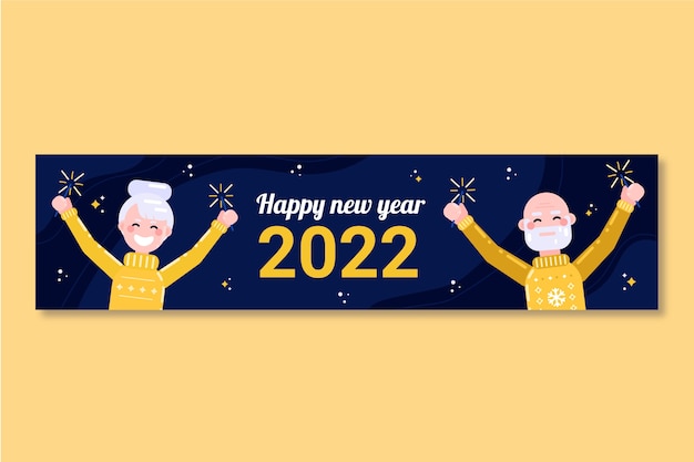 Happy New Year 2022 Horizontal Banner – Free to Download