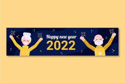 Happy New Year 2022 Horizontal Banner – Free to Download