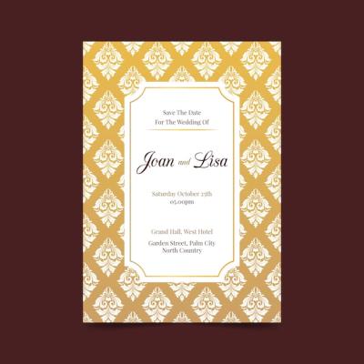 Damask Style Wedding Invitation – Free Download