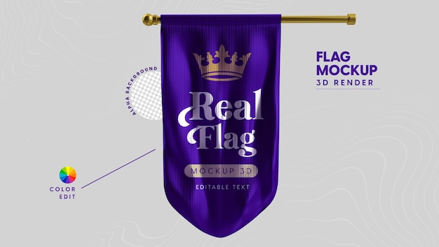 Real Flag PSD Isolated 3D Mockup for Composition – Free Download