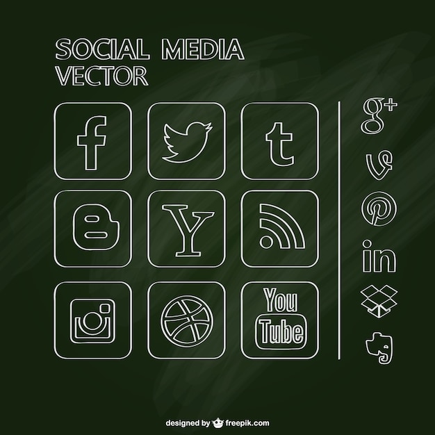 Chalkboard Social Media Icons Set – Free Download