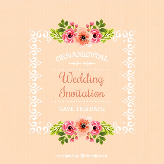 Floral Details Wedding Invitation Frame – Free Download