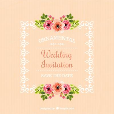 Floral Details Wedding Invitation Frame – Free Download