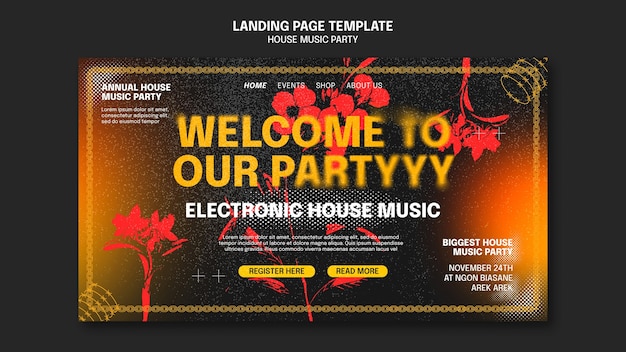 House Music Party Landing Page Template – Free Download